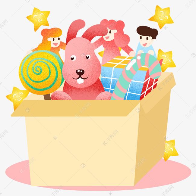 六一儿童节玩具箱插画素材图片免费下载 高清卡通手绘psd 千库网 图片编号