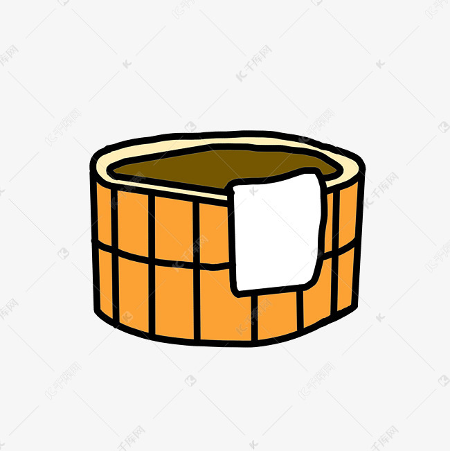 日本木盆装饰插画