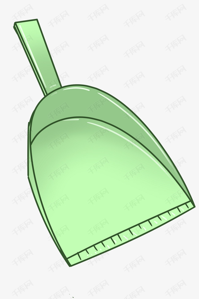 卡通绿色垃圾铲插图
