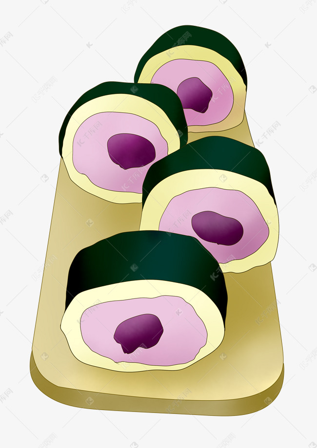 紫色的寿司装饰插画