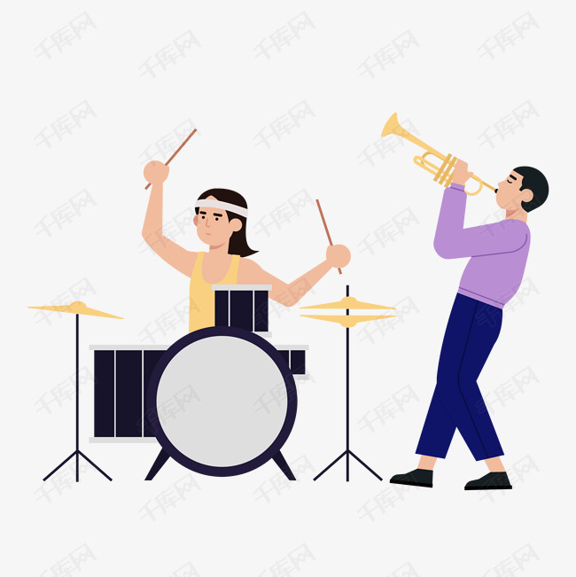 音乐打鼓吹喇叭扁的人