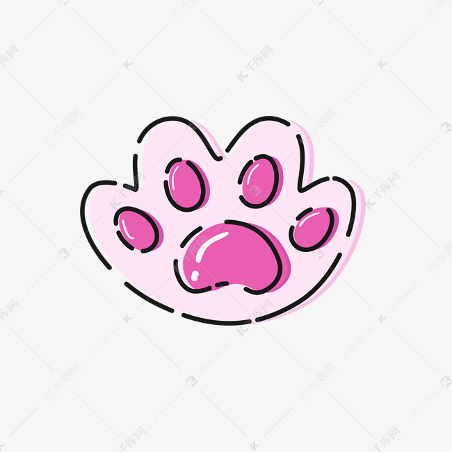 可爱卡通粉色猫爪印矢量图