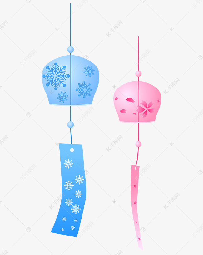 蓝色漂亮的风铃插图