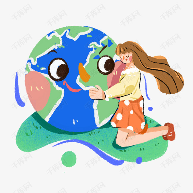 世界地球日保卫地球韩系手绘插画