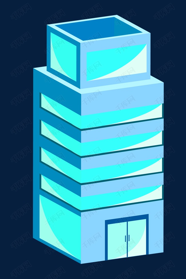 蓝色2.5d立体建筑 素材图片免费下载-千库网