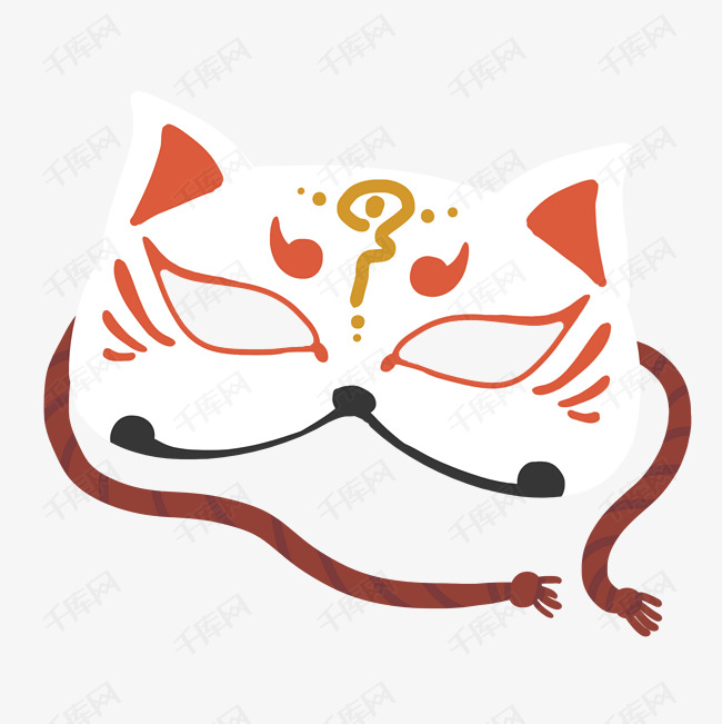 日本狐狸面具插画