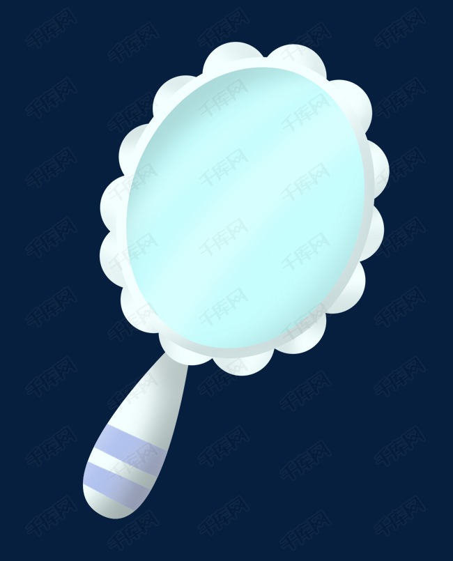 浅蓝色化妆镜卡通插画