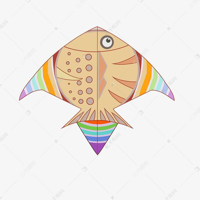 美丽的小鱼风筝插画