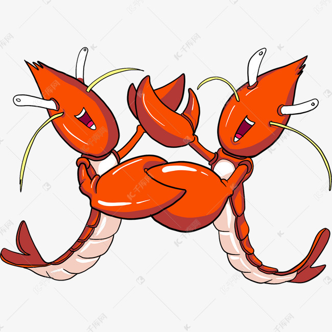 大钳子红色龙虾插画