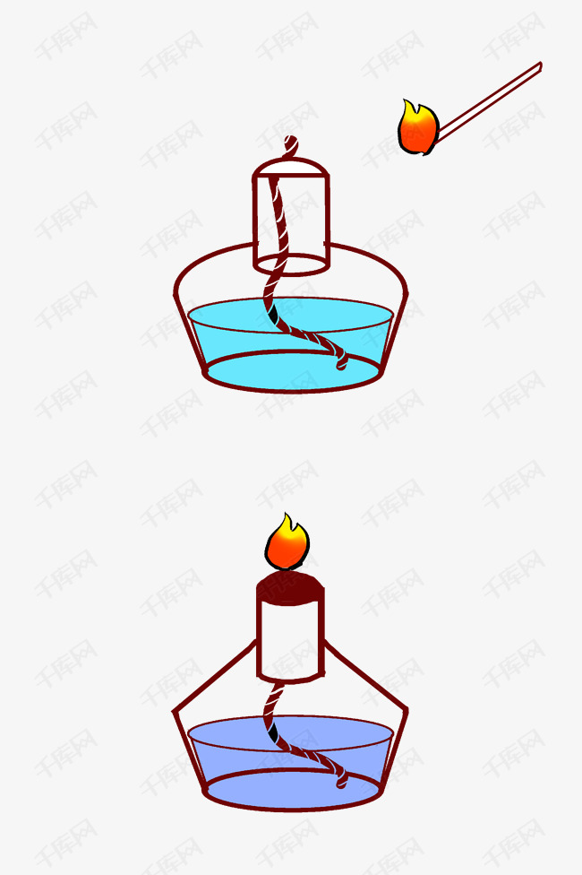 蓝色酒精灯装饰插画