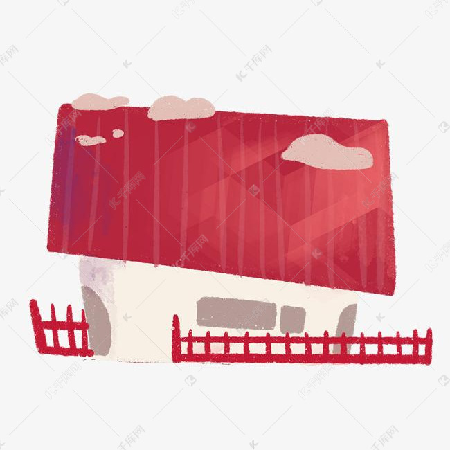 大红色房屋建筑插画