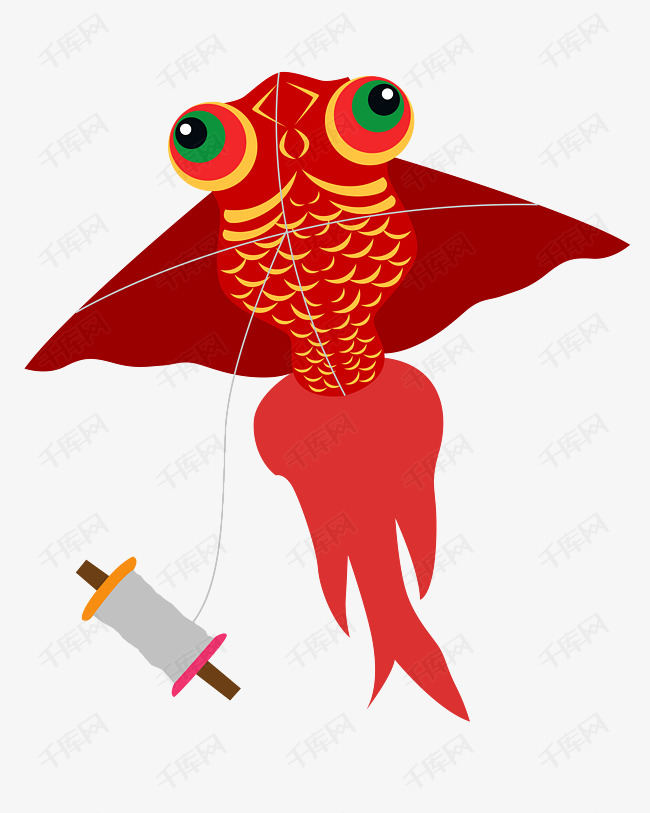 矢量红色的锦鲤风筝插画