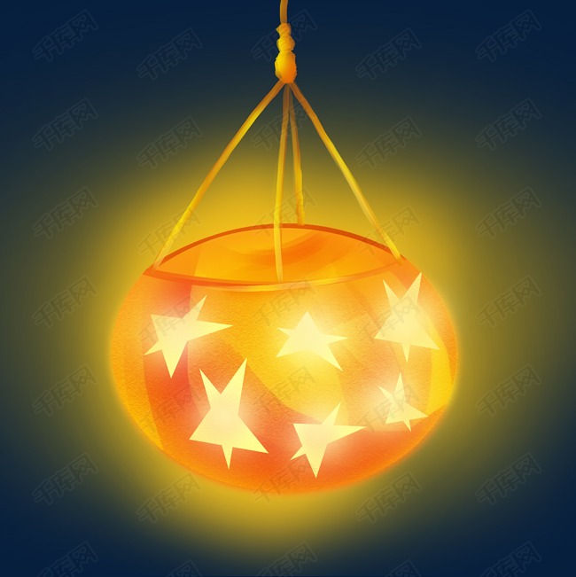 小桔灯镂空星星暖橘色图书校园温