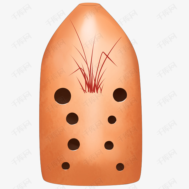 吹奏乐器陶埙插画