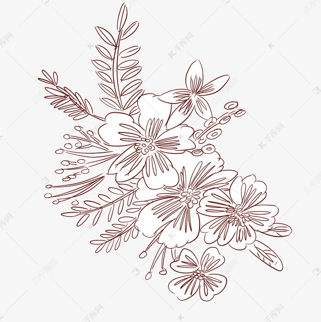 植物花草花线稿