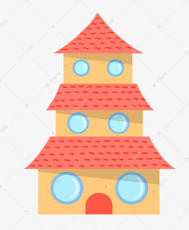 三层房屋装饰插画