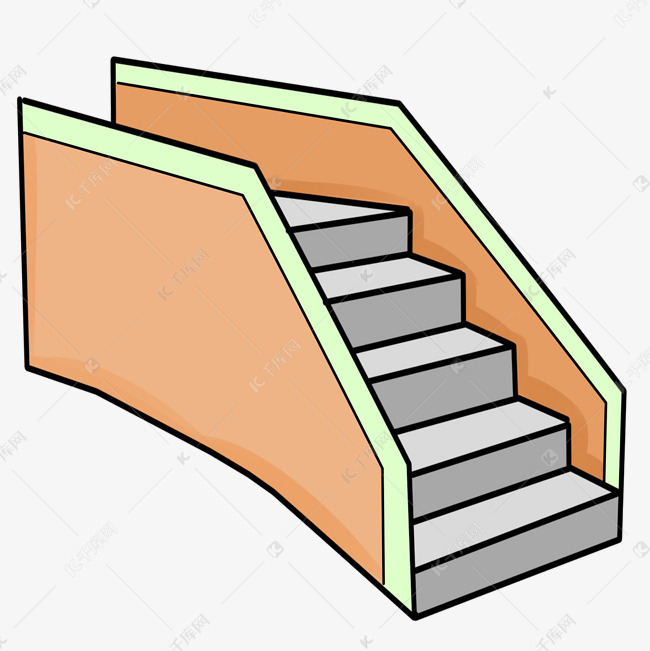 干净楼梯卡通插画