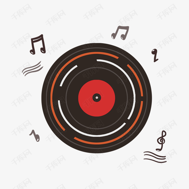 黑色唱片机卡通插画