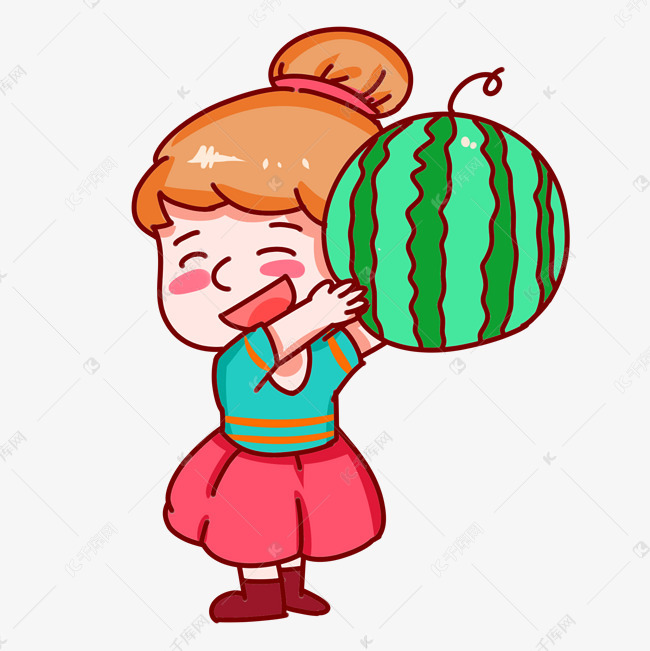 抱西瓜女孩