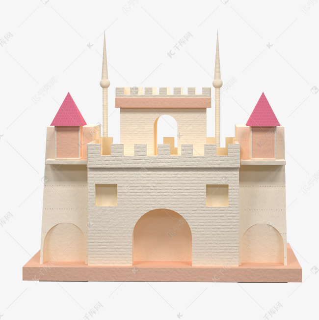立体简约卡通城堡