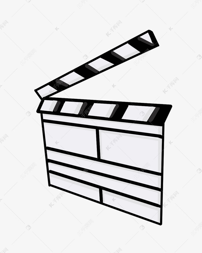 黑白色电影场记板插画