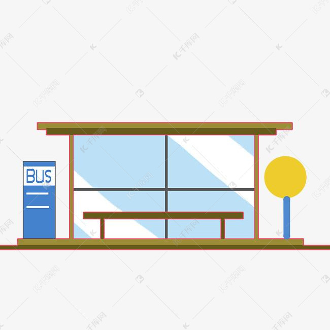 城市公交的站牌插画