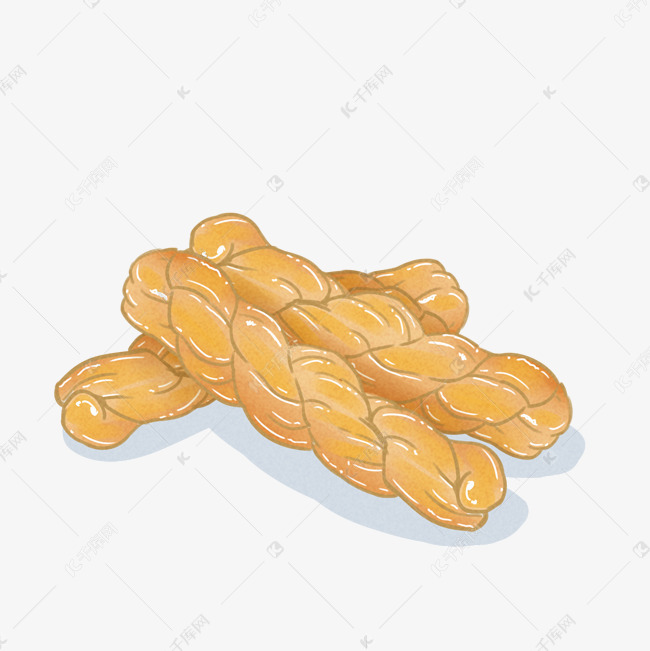 天津麻花小吃插画