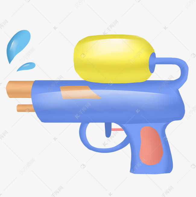 卡通蓝色水枪插画