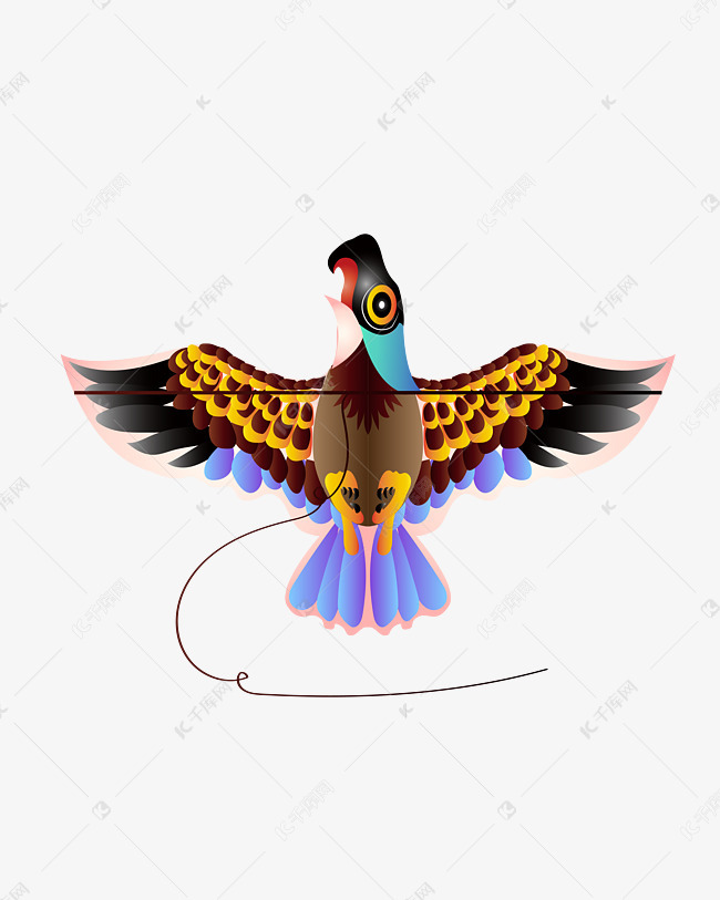 米蓝色燕子风筝插画