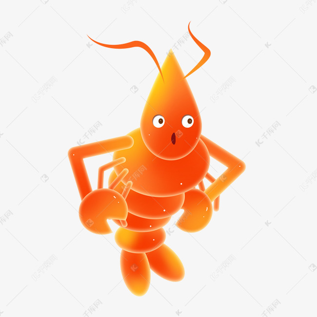 掐腰的拟人龙虾插画