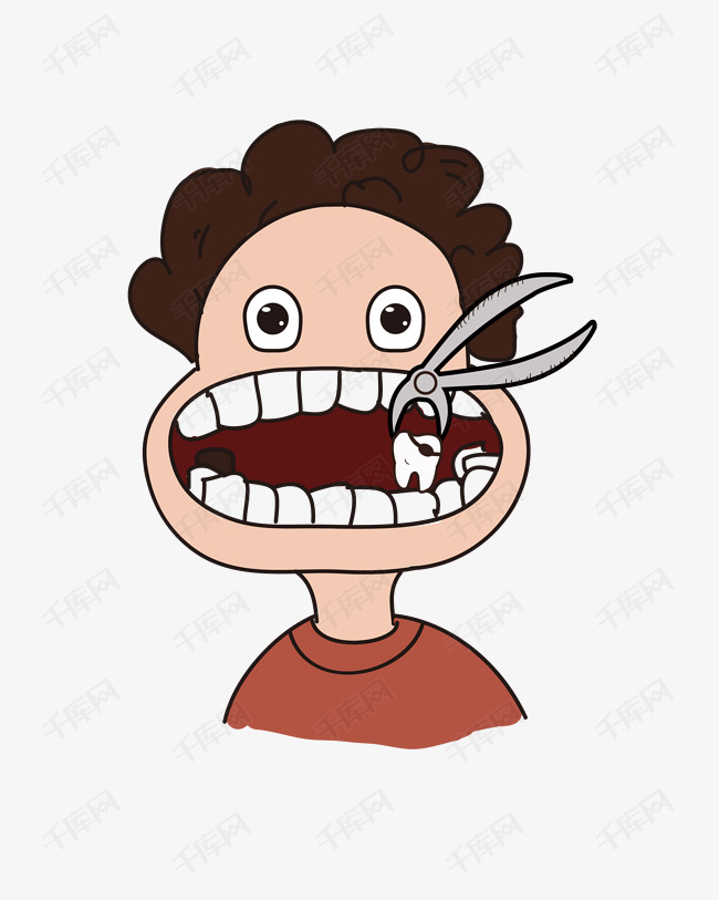 牙医医学拔智齿插画