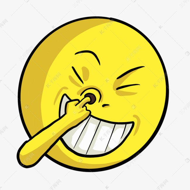 抠鼻子笑脸的插画