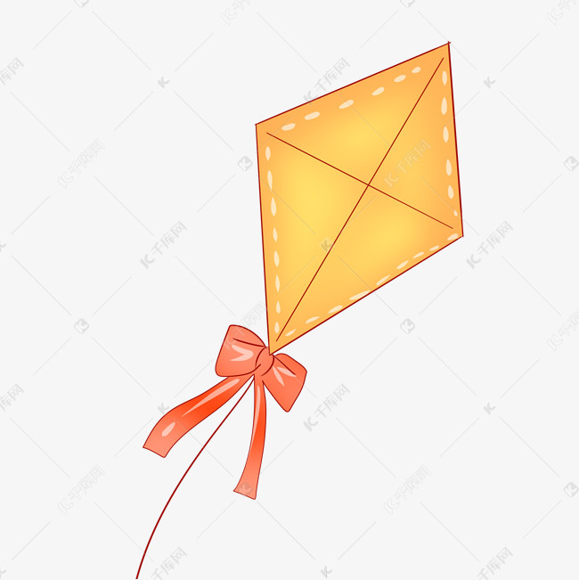 三角黄色风筝插画