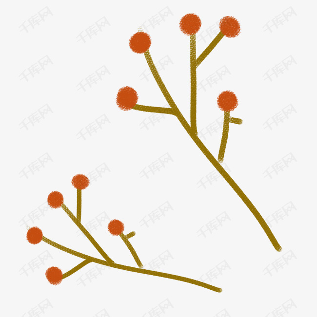 梅花树枝卡通png素材