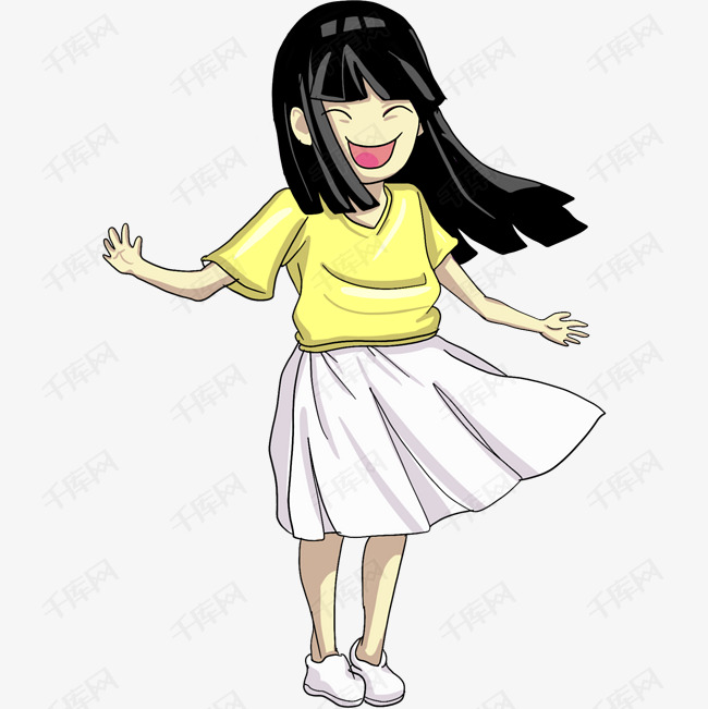 穿裙子卡通女孩插画素材图片免费下载 高清卡通手绘psd 千库网 图片编号