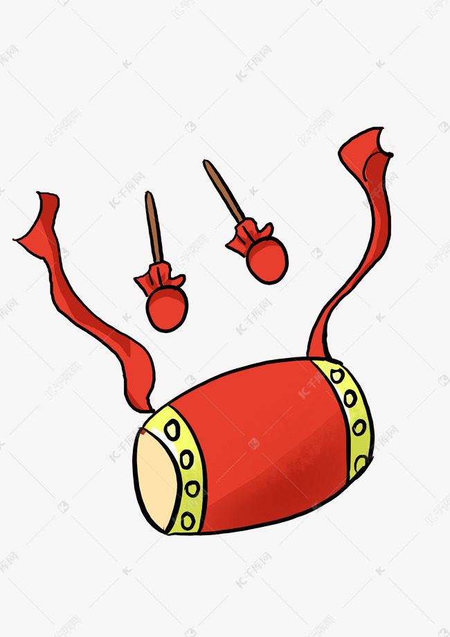 卡通红色腰鼓插画