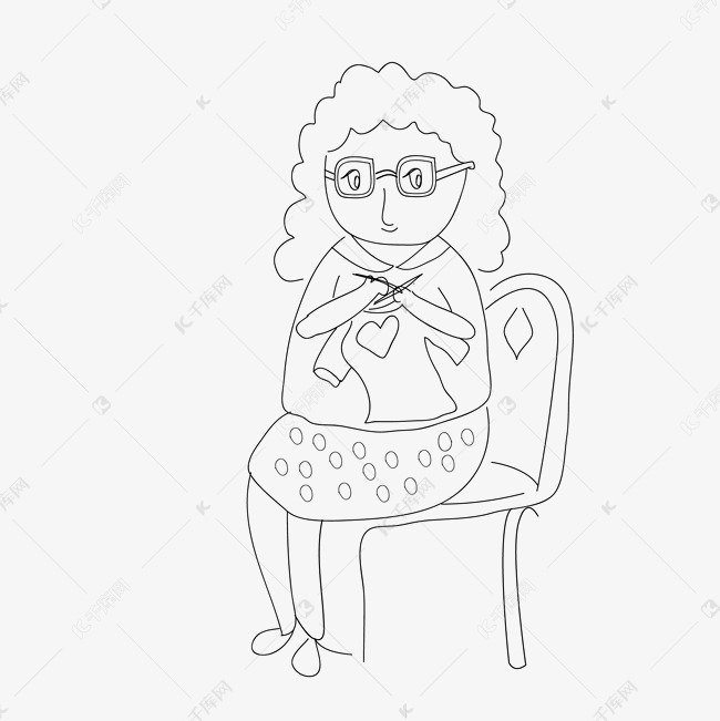 给孩子织毛衣的妈妈