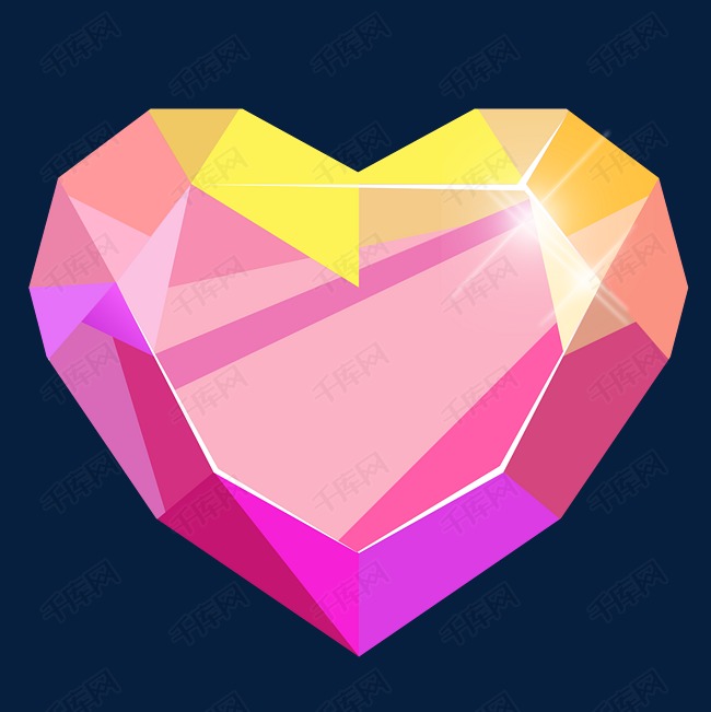 双色桃心宝石插画