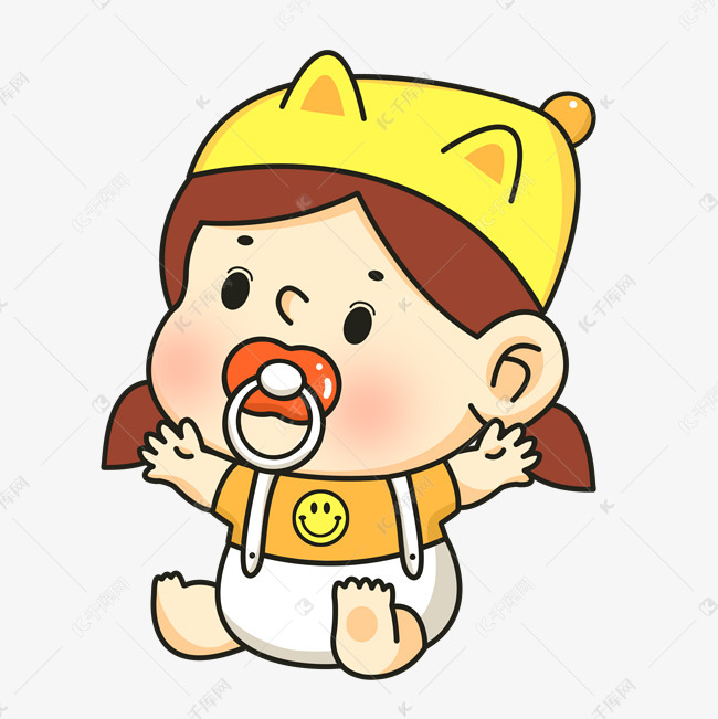 女婴儿宝宝手舞足蹈插画