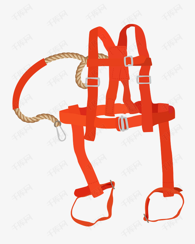 矢量免扣卡通红色安全绳