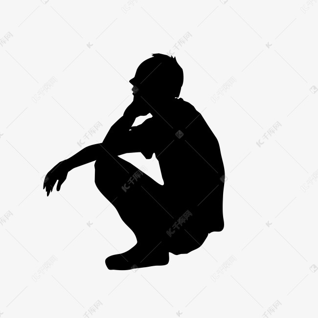 黑色剪影孤独的背影