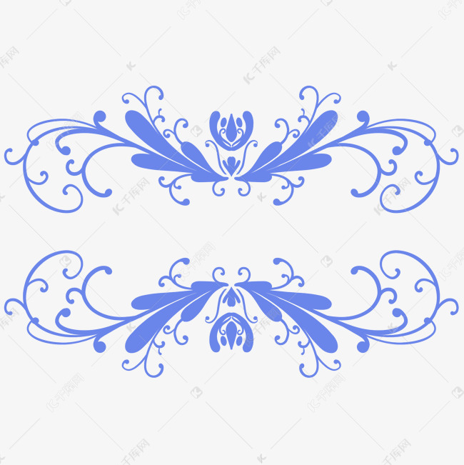 蓝色对称花纹边框