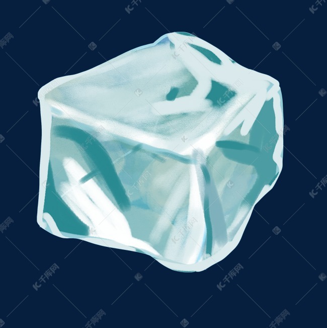 立体清凉冰块插画