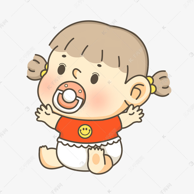 小婴儿吸奶嘴可爱插画