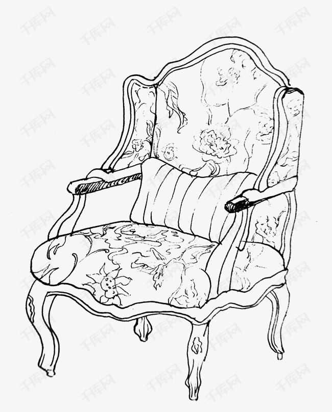线描欧式沙发插画