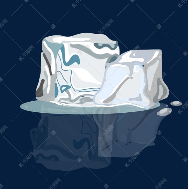 化解的冰块装饰插画