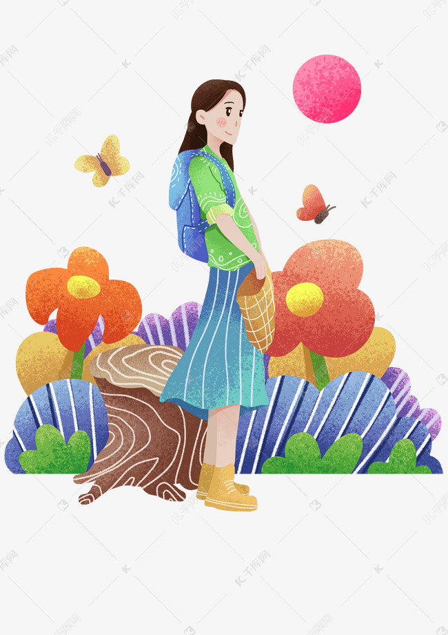 春游踏青风景插画