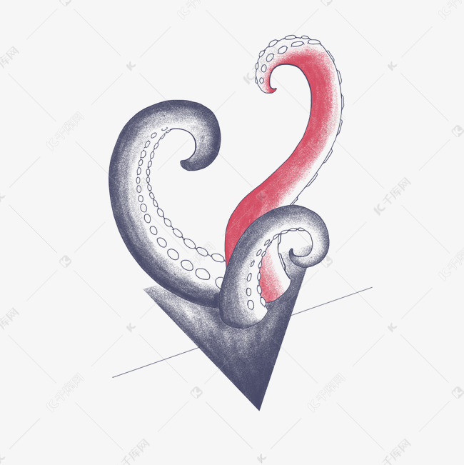 黑红章鱼触手插画设计纹身图案素材图片免费下载 高清装饰图案psd 千库网 图片编号