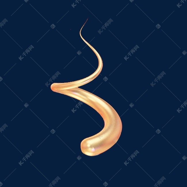 金色弯曲弧度模型元素