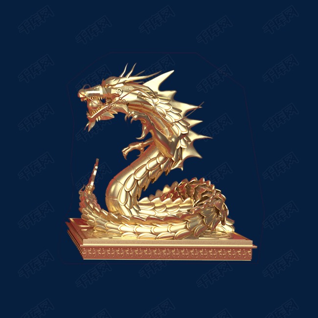 金色创意金属龙元素